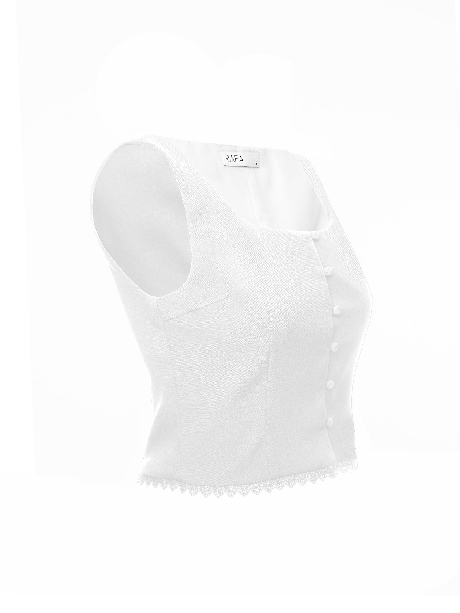 Button Front Lace Hem Top