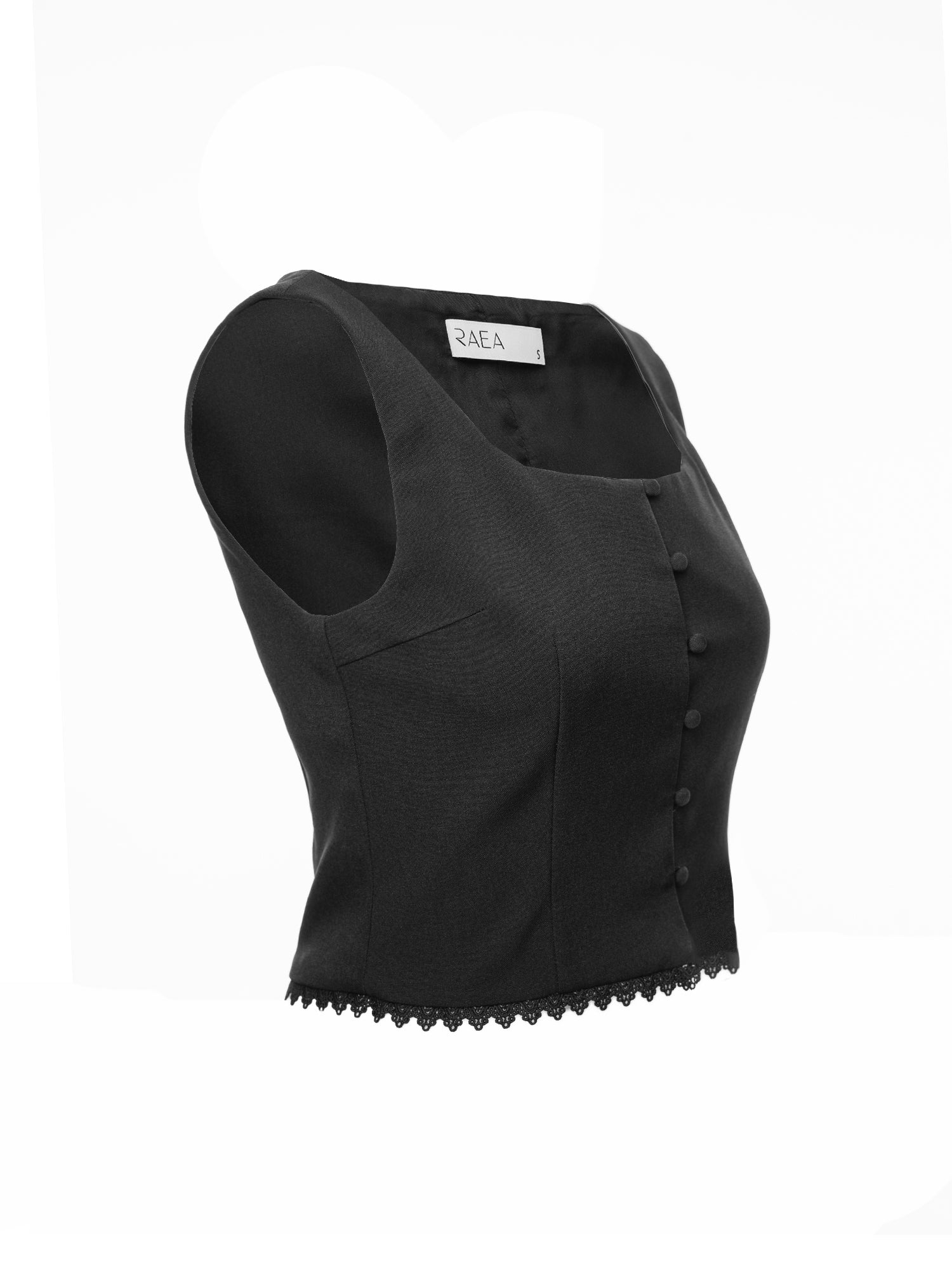 Button Front Lace Hem Top