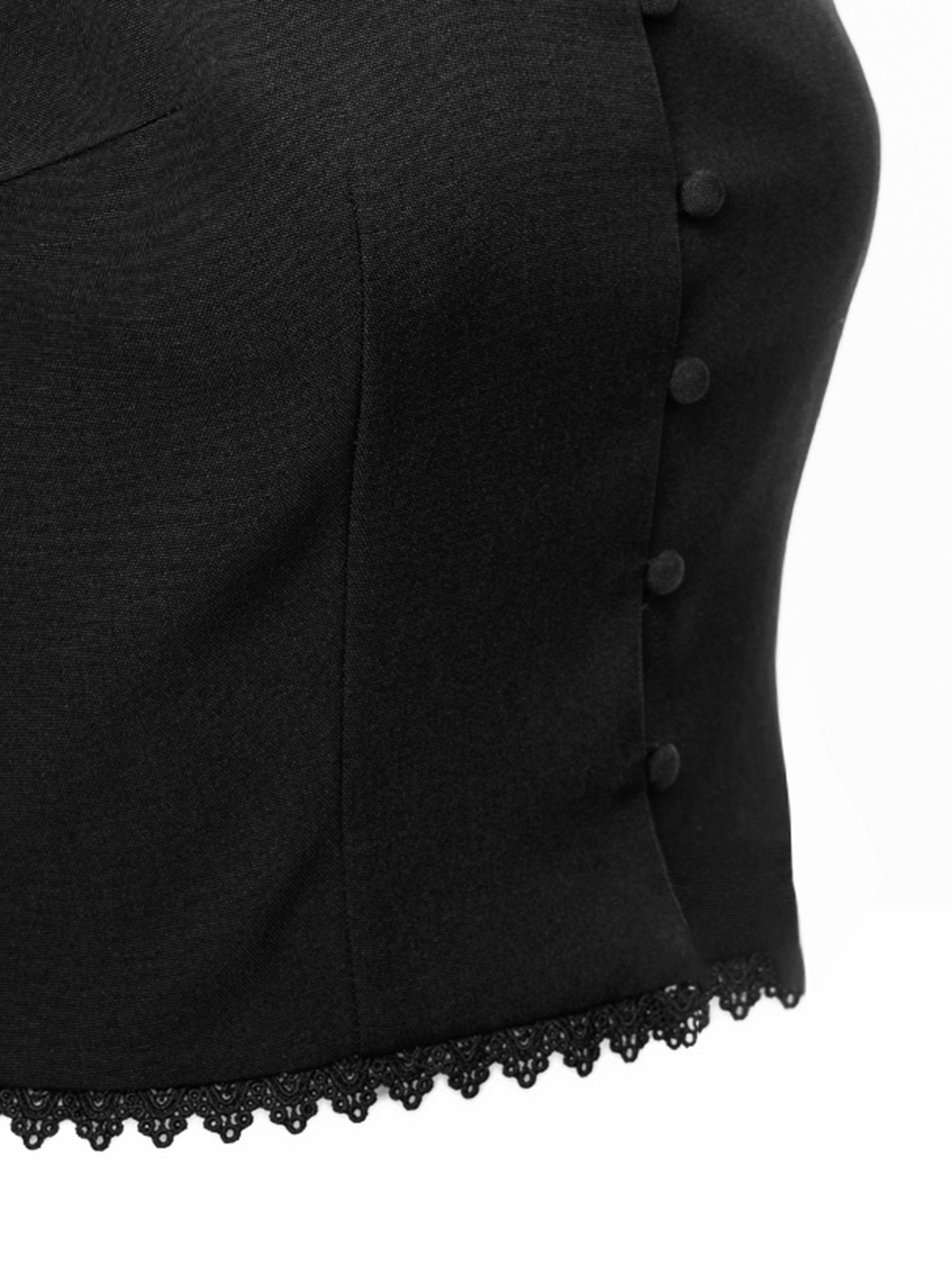 Button Front Lace Hem Top