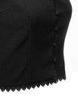 Button Front Lace Hem Top