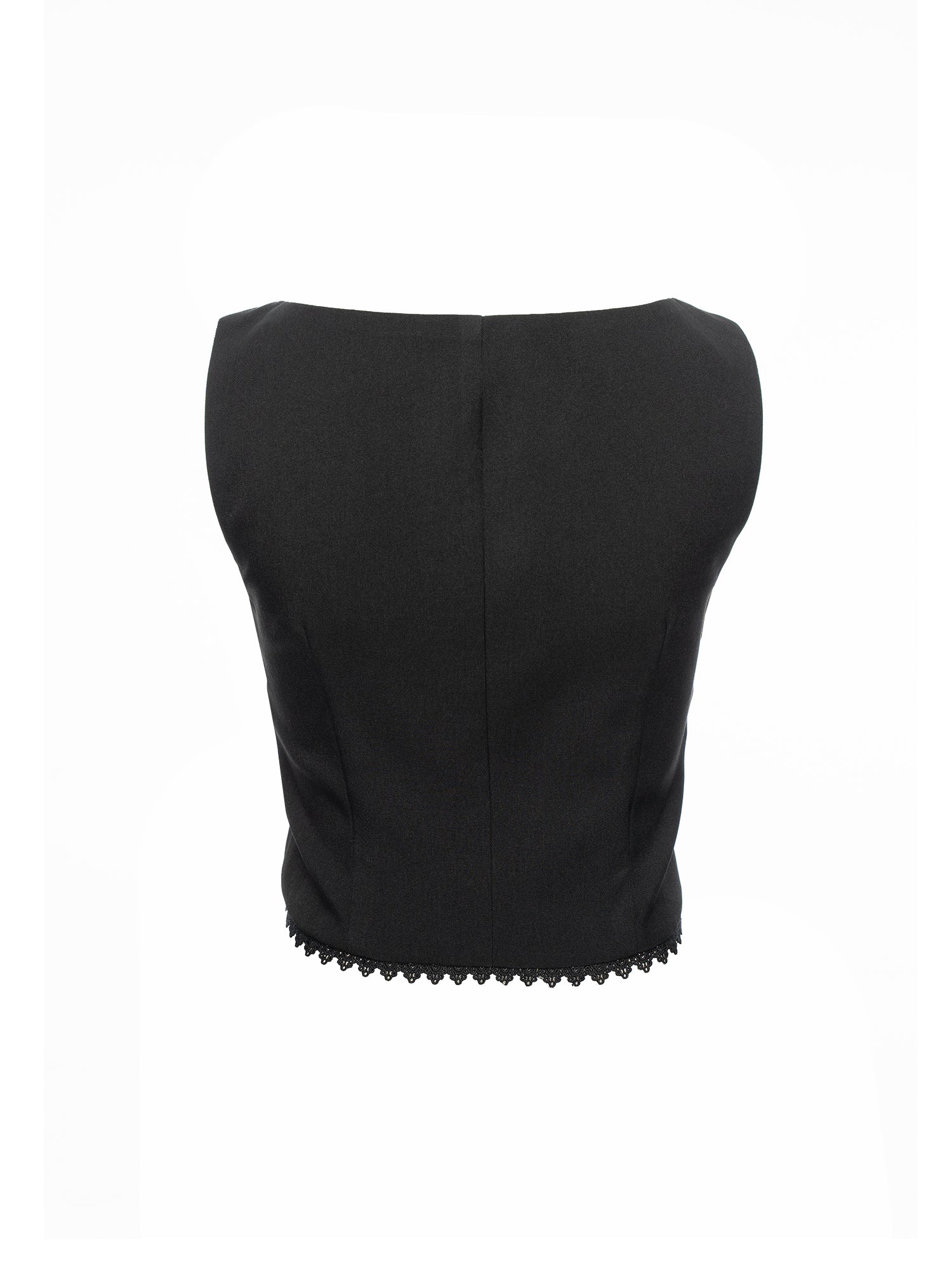 Button Front Lace Hem Top