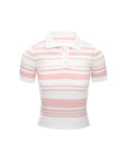 Striped Polo Knit Top