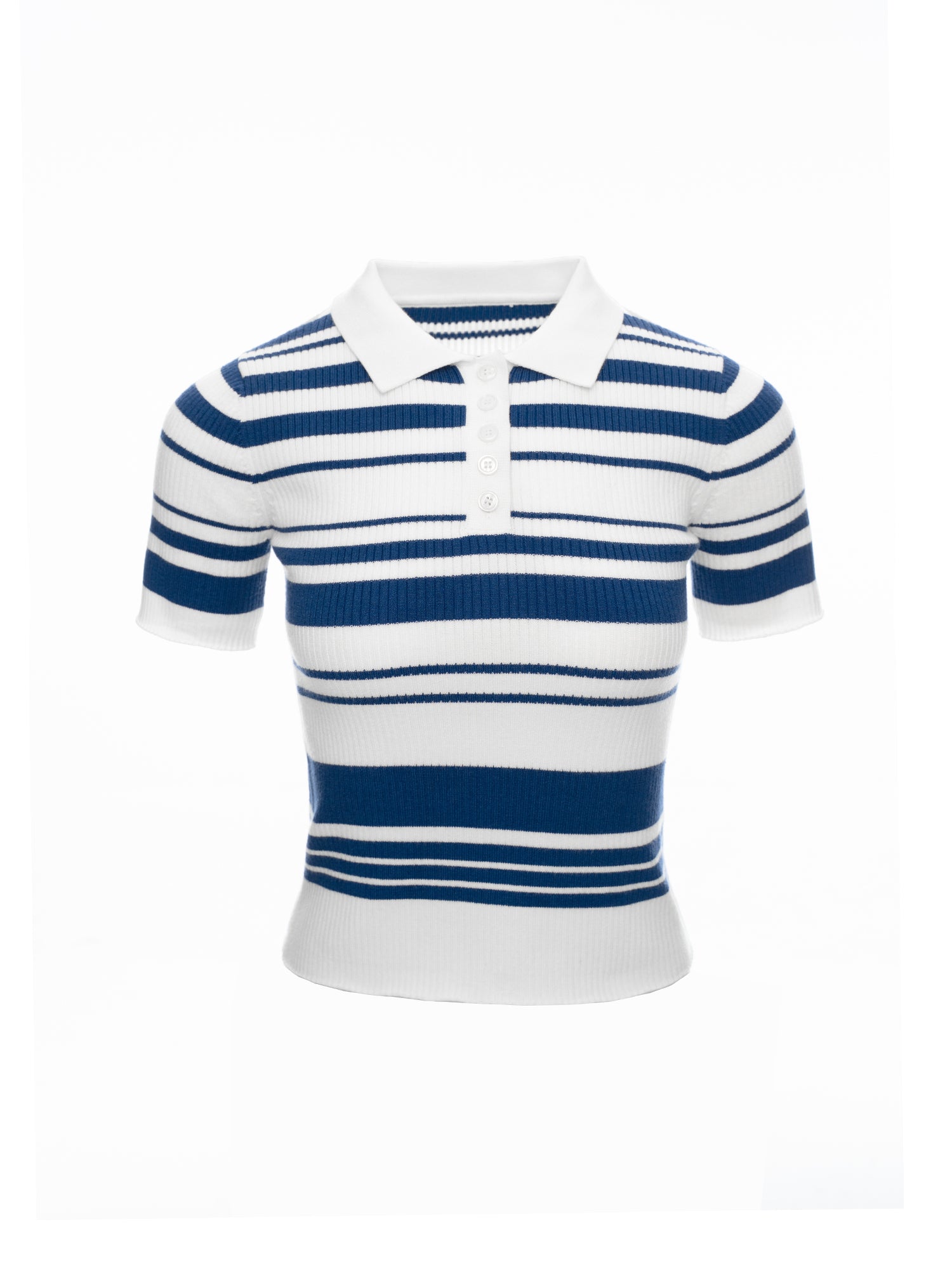 Striped Polo Knit Top