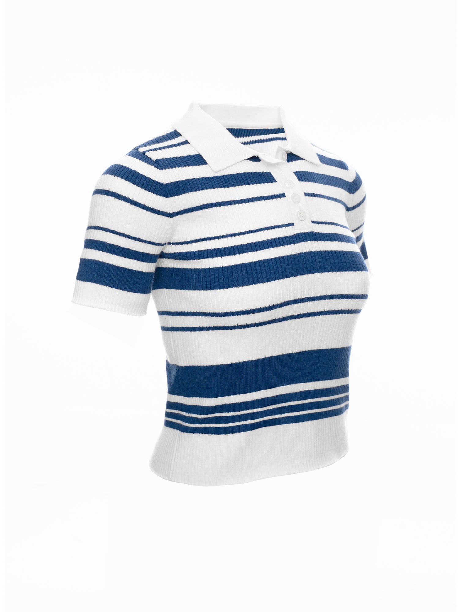 Striped Polo Knit Top