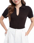 Pointelle Knit Polo Shirt