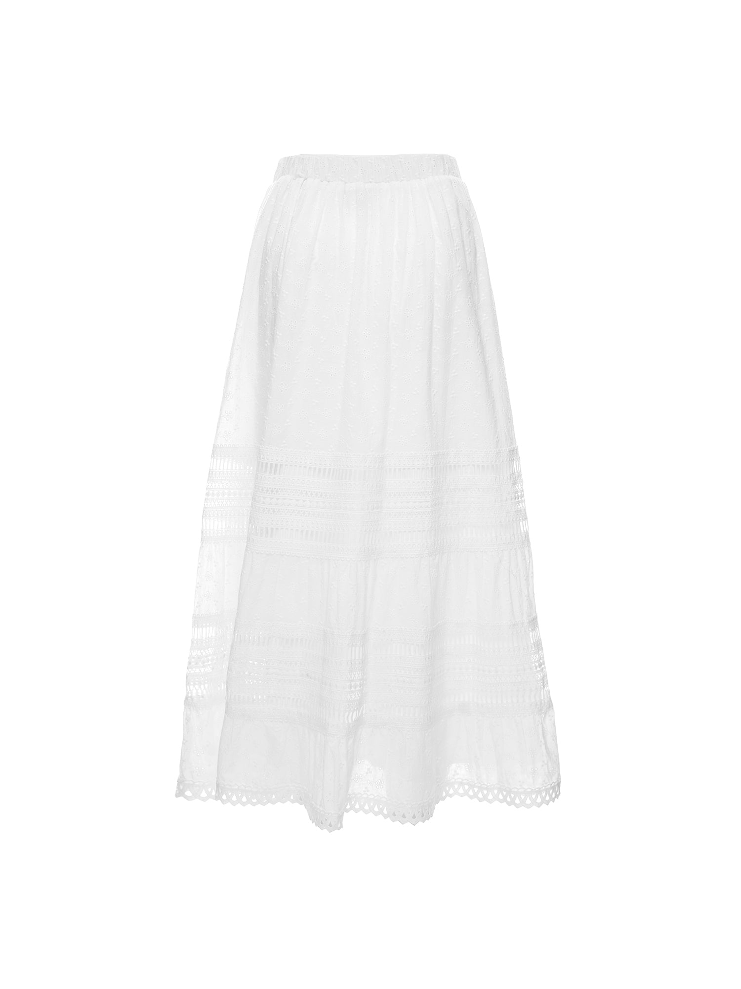 Cotton Lace Tiered Skirt