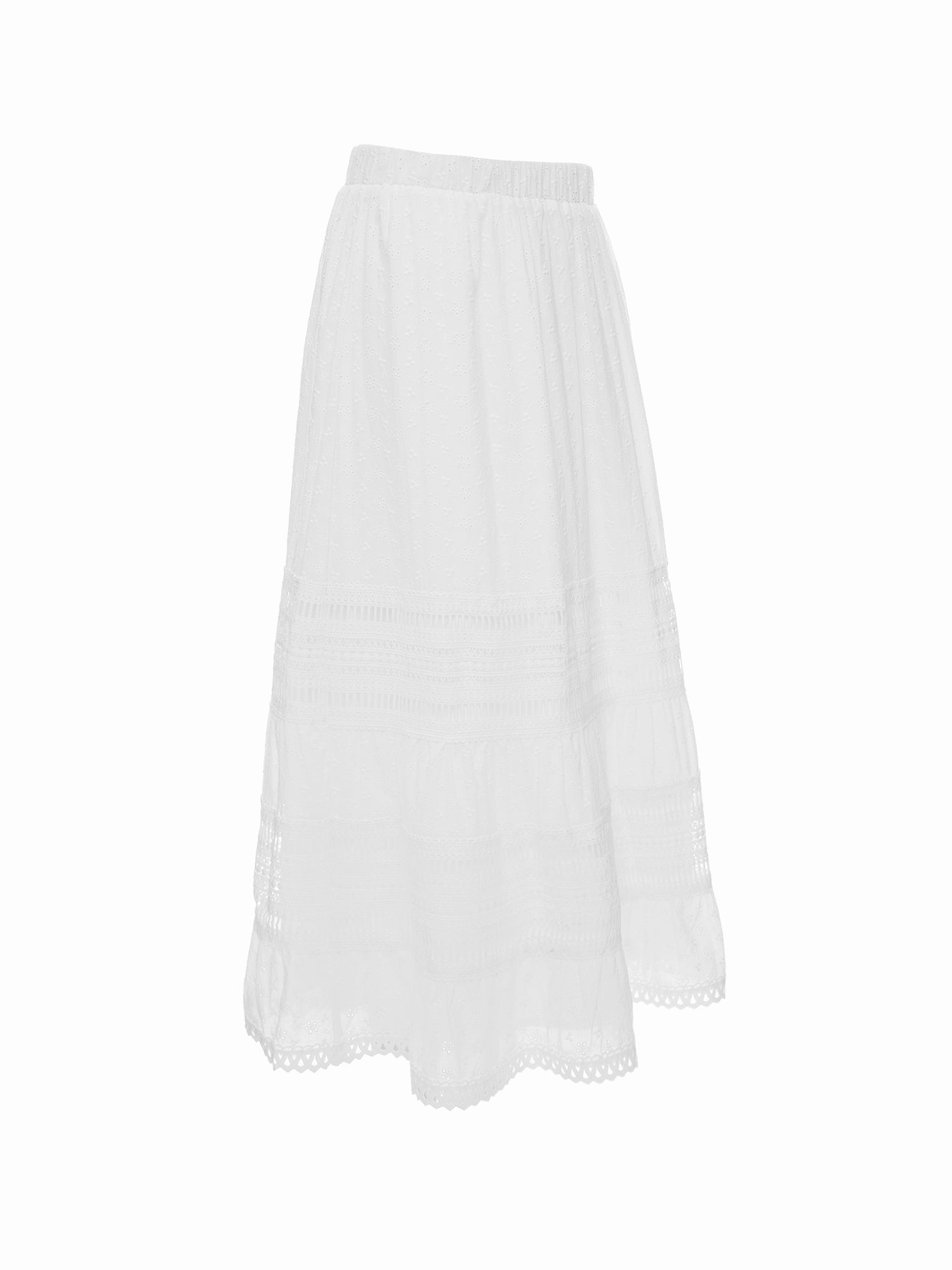 Cotton Lace Tiered Skirt
