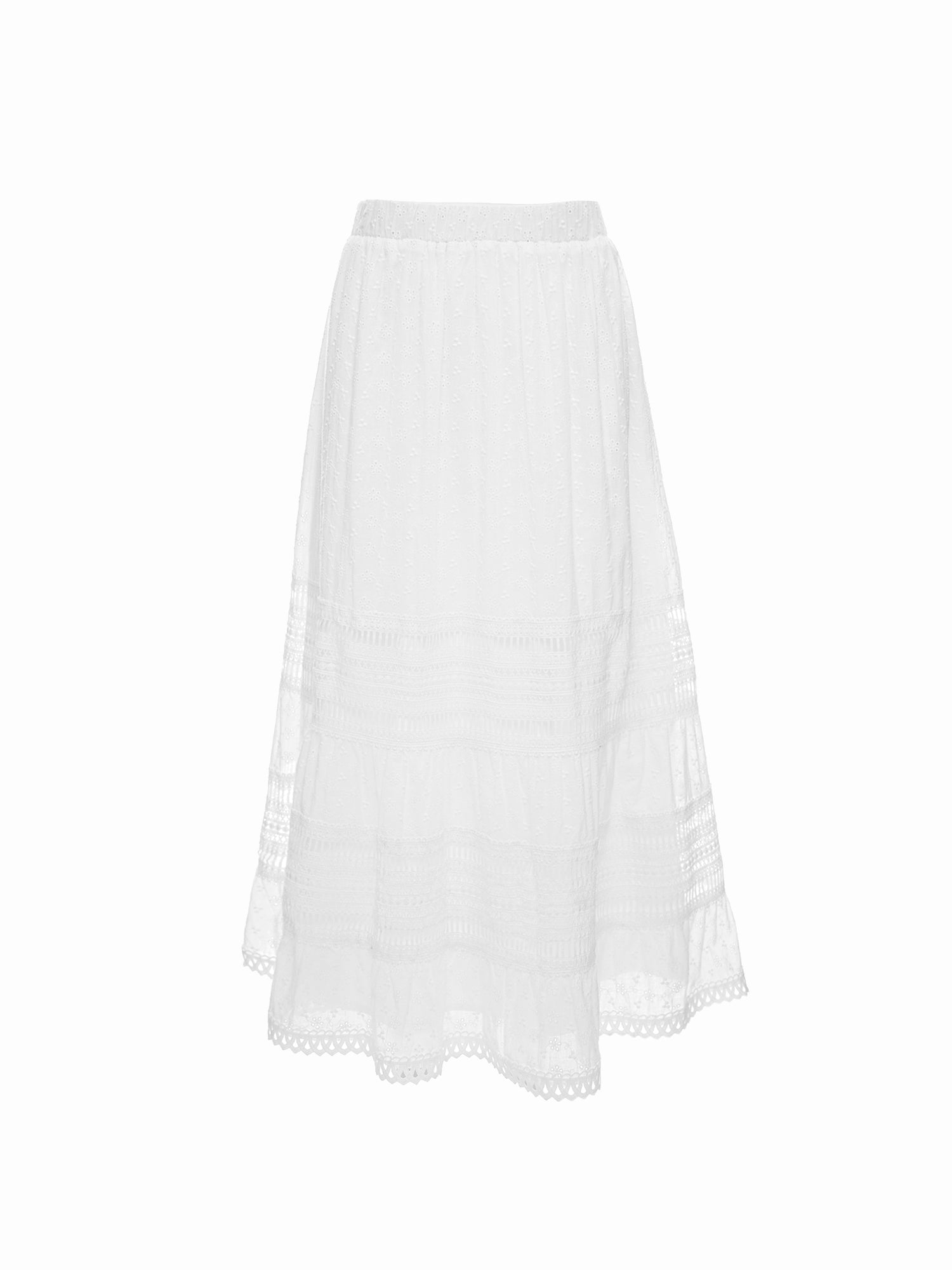 Cotton Lace Tiered Skirt