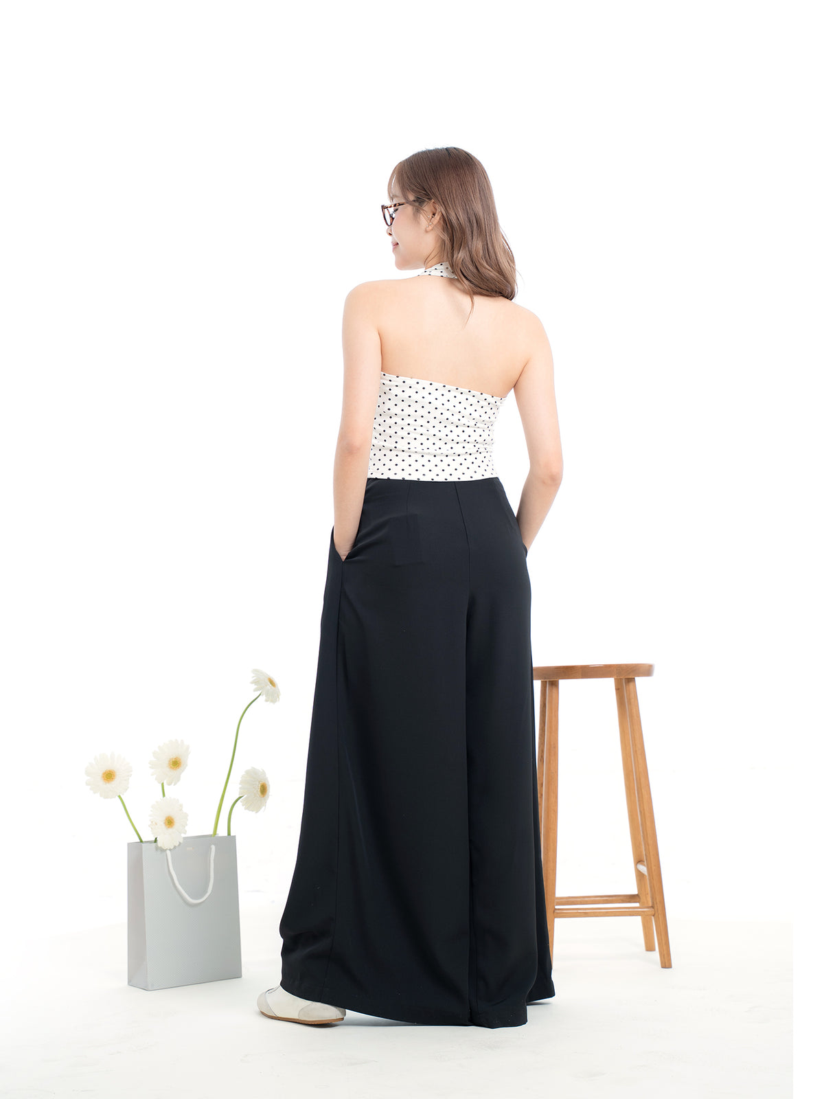 Polka Dot Halter Knit Top