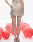 Jacquard Floral Pattern Mini Skirt