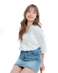 Ruched-Sleeve Blouse