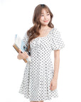 Polka Dot Puff Sleeve Dress