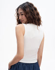 Ribbed Scoop-Neck Padded Tank Top