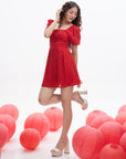 Puff-Sleeve Mini Dress