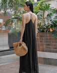 Flowy Ruffled V-Neck Maxi Dress