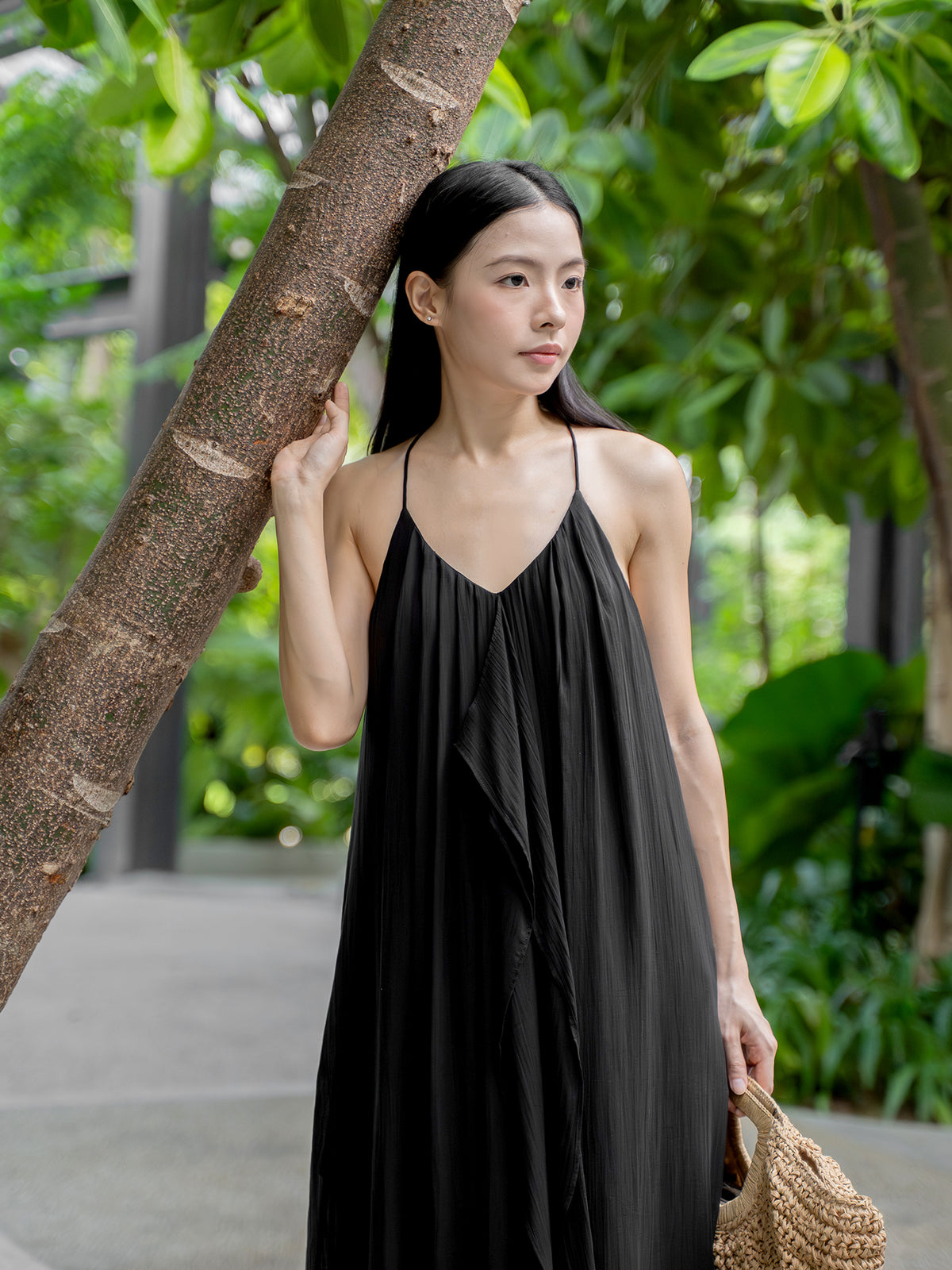 Flowy Ruffled V-Neck Maxi Dress