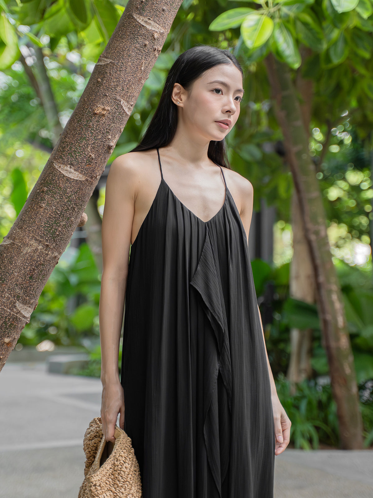 Flowy Ruffled V-Neck Maxi Dress