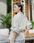 Pinstripe Peplum Blouse