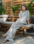 Textured Pinstripe Drawstring Pant