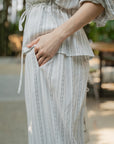 Textured Pinstripe Drawstring Pant