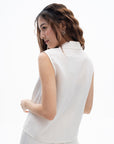 Lyocell Linen Blend Sleeveless Collared Blouse