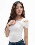 Asymmetric Shoulder Cutout Top