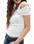 Asymmetric Shoulder Cutout Top