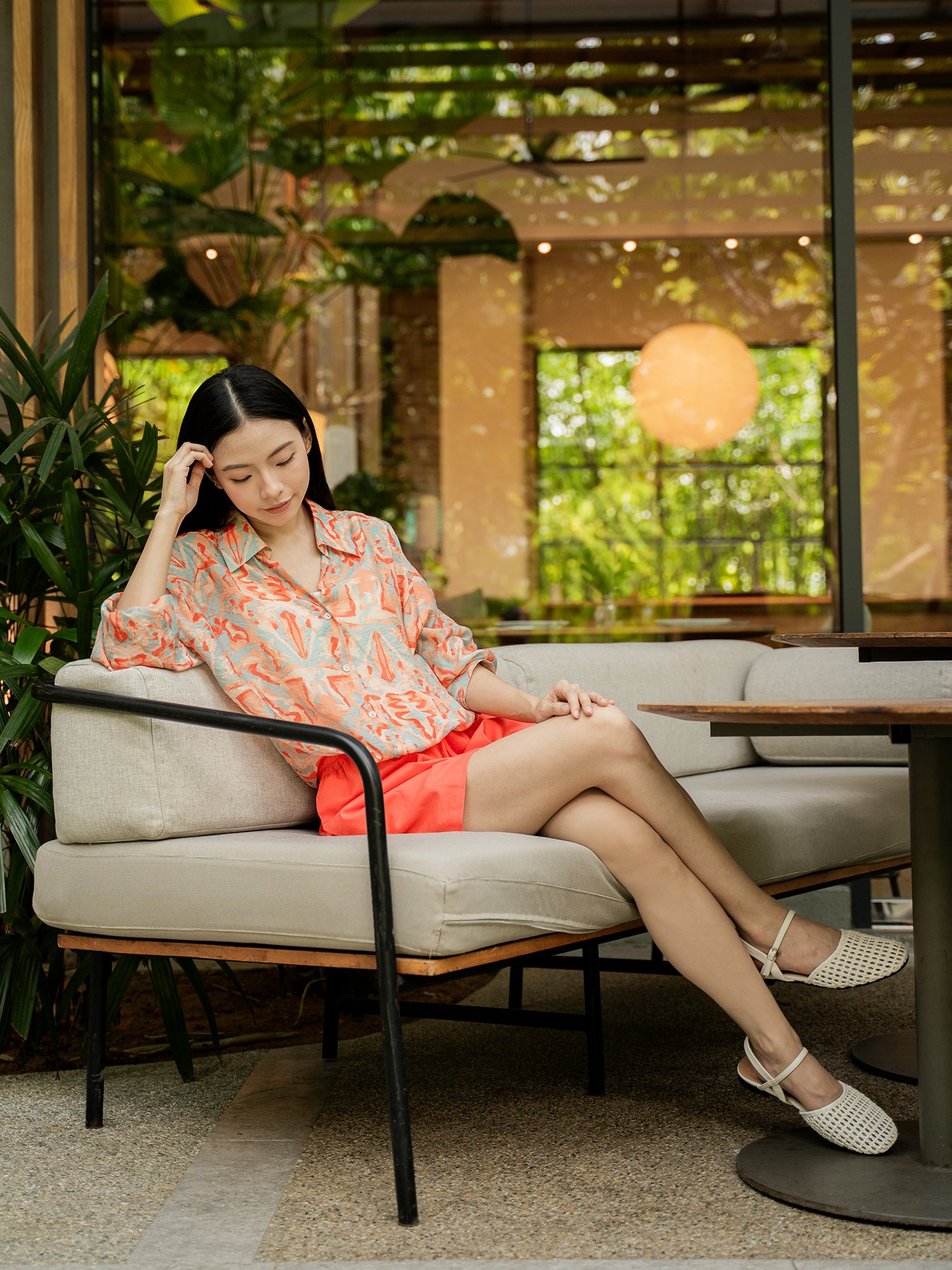 Printed Collar Wrap Shirt