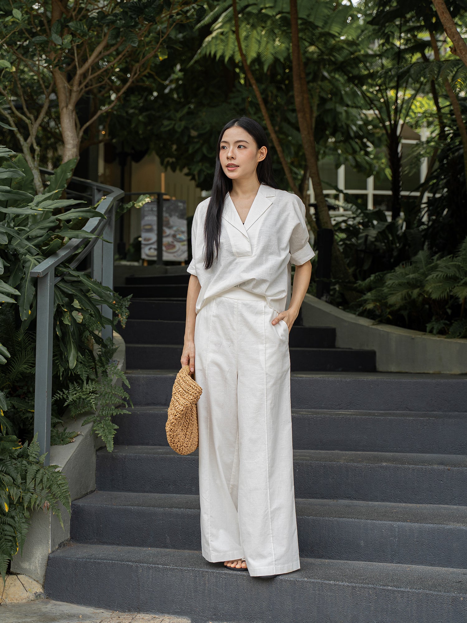 Notch-Lapel Popover Blouse