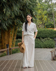 Notch-Lapel Popover Blouse
