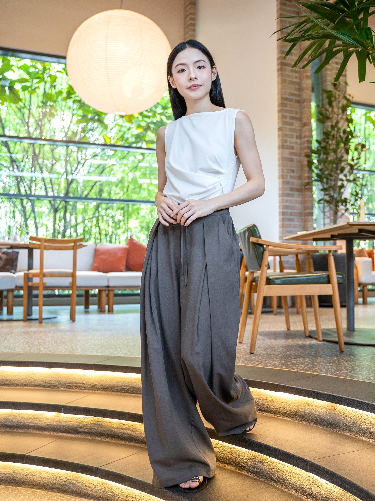 Pleated Wide Leg Trouser