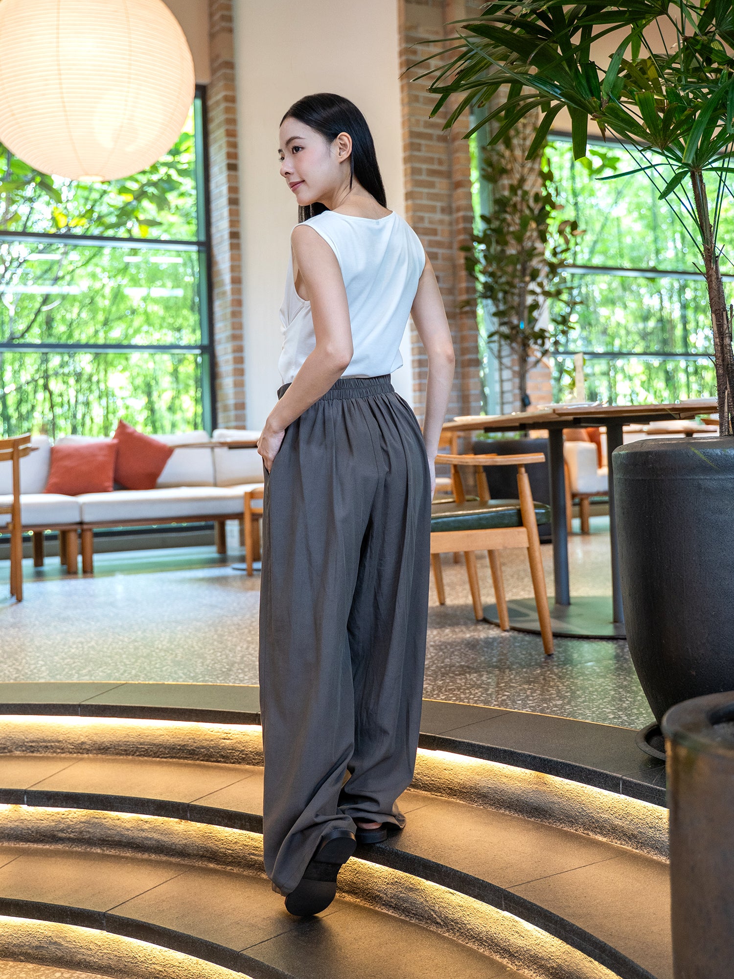 Pleated Wide Leg Trouser