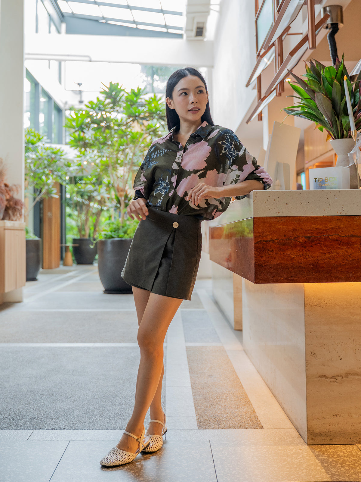 Abstract Floral Print Shirt
