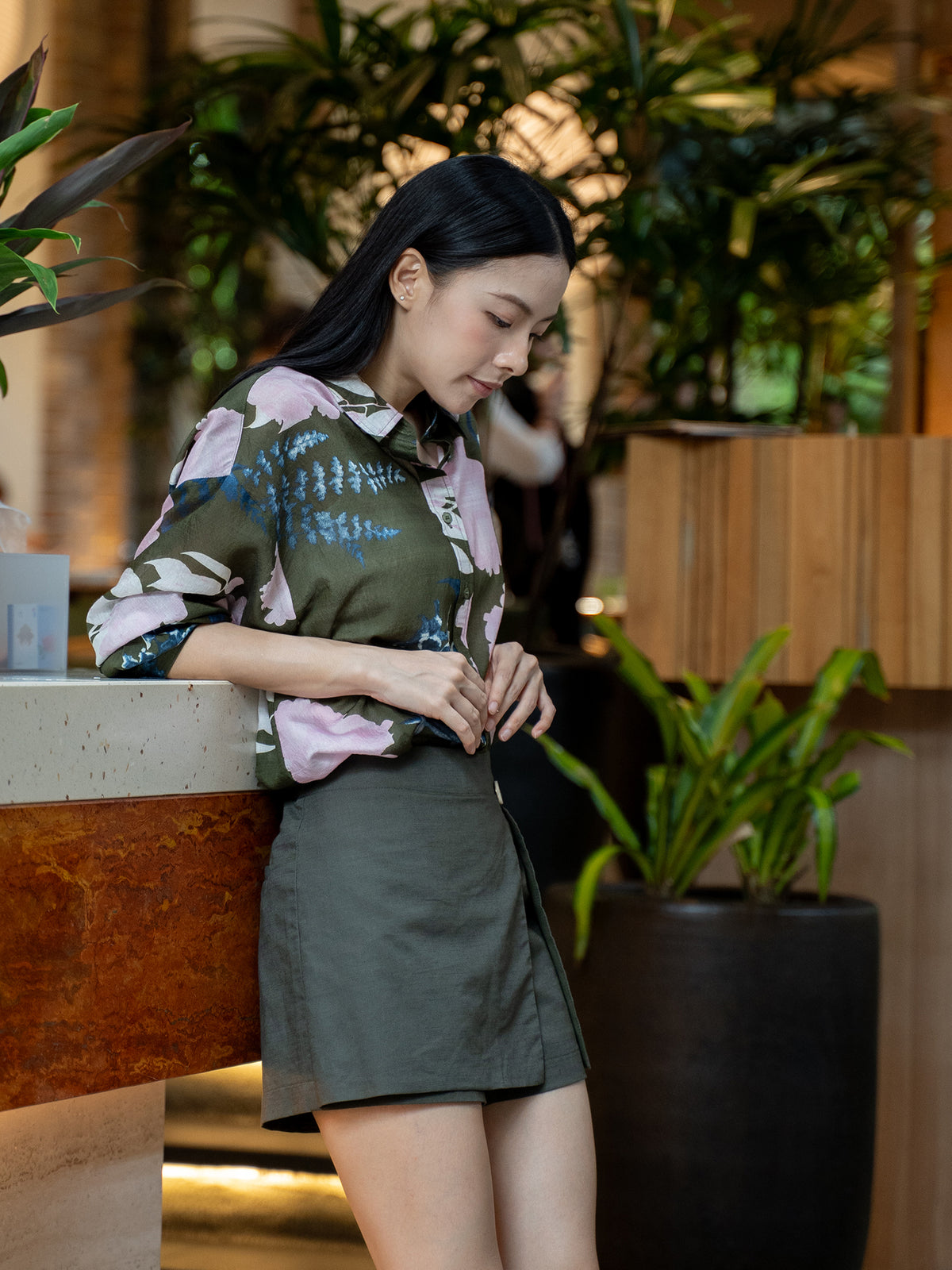 Abstract Floral Print Shirt