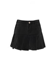 Pleated Denim Mini Skirt