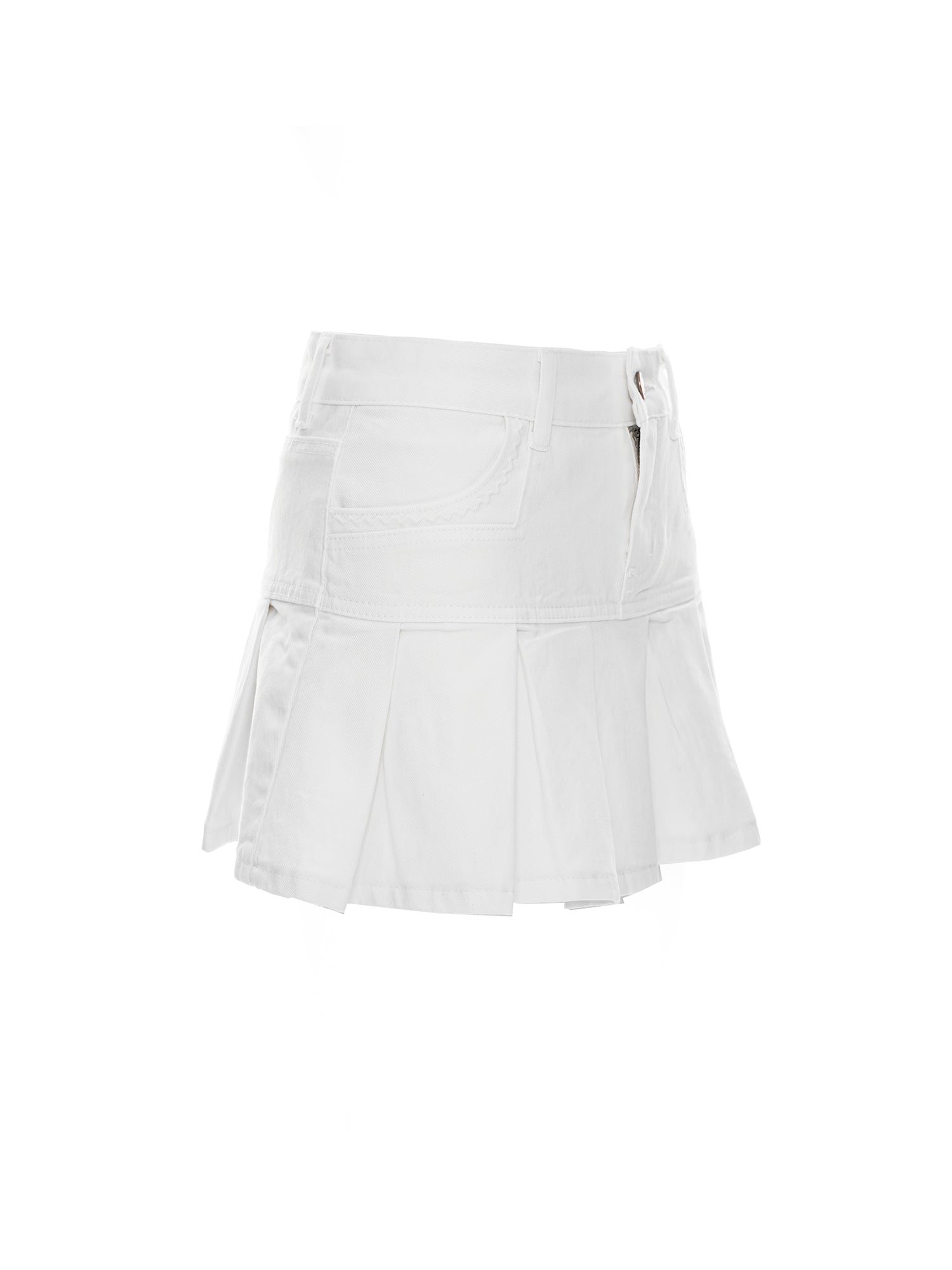 Pleated Denim Mini Skirt