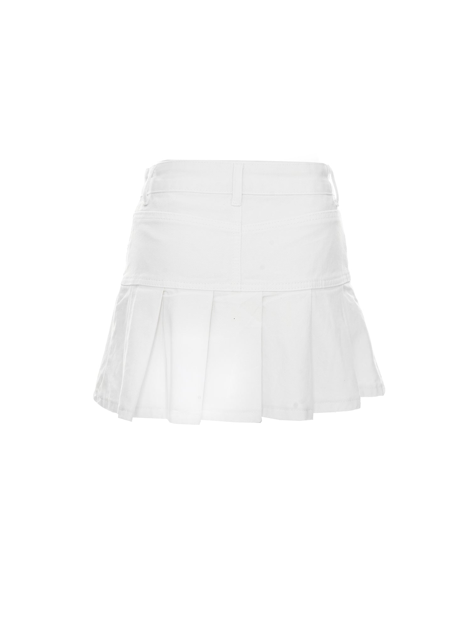 Pleated Denim Mini Skirt