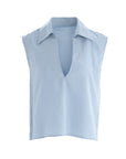 Lyocell Linen Blend Sleeveless Collared Blouse