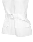 Cross-Halter Peplum Top with Belt