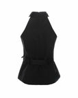 Cross-Halter Peplum Top with Belt