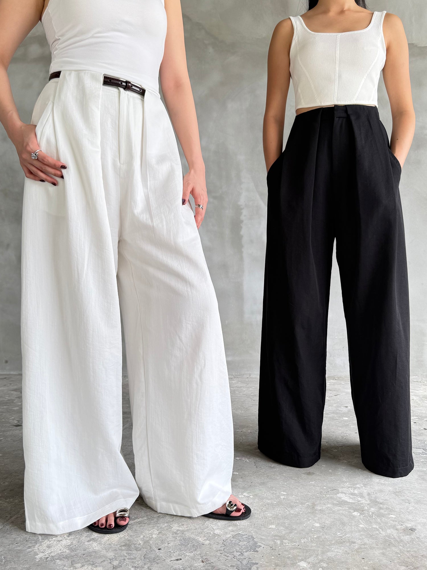 Pleated Wide-Leg Pants