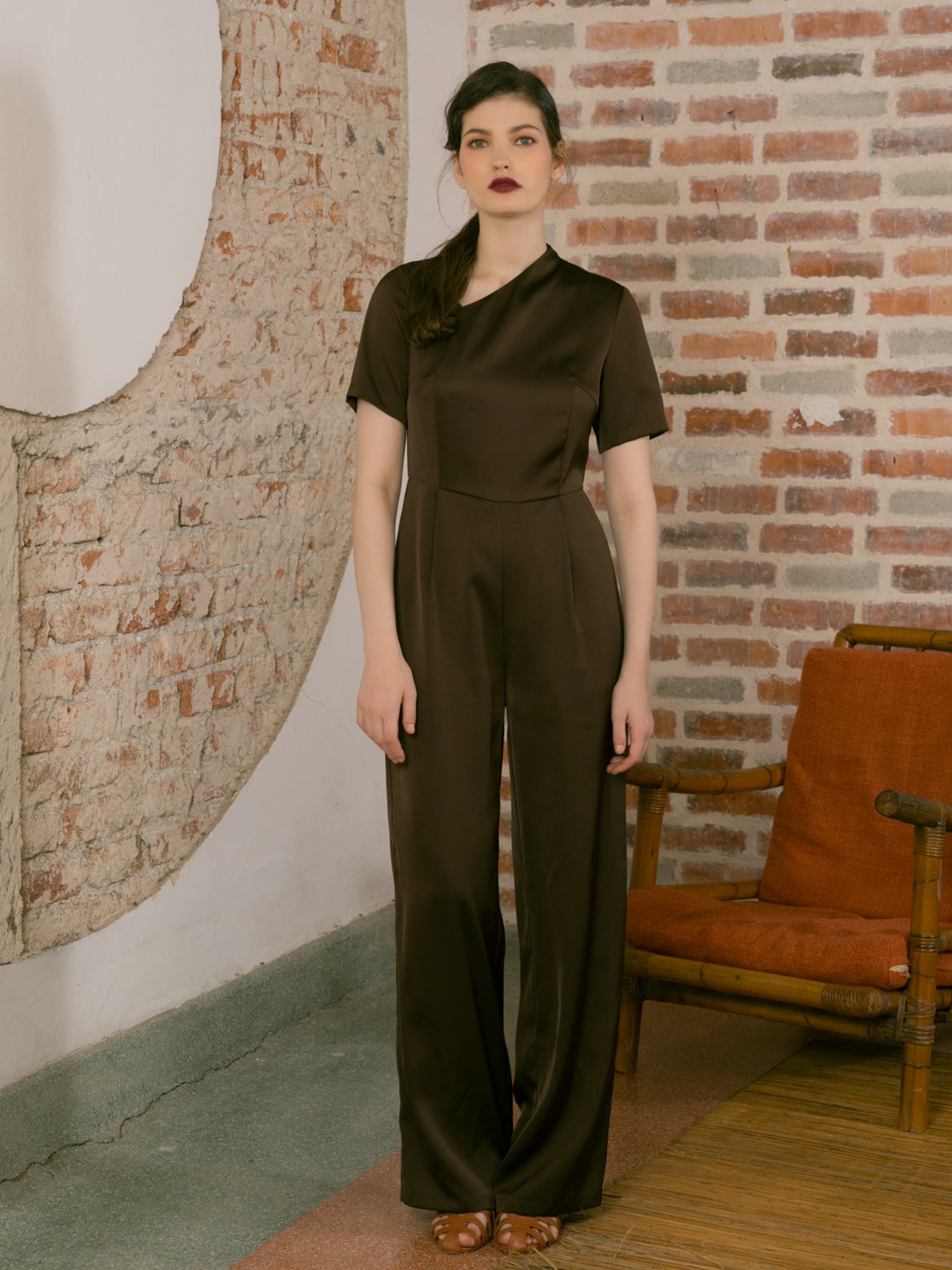 Faye Asymmetrical Neckline Jumpsuit