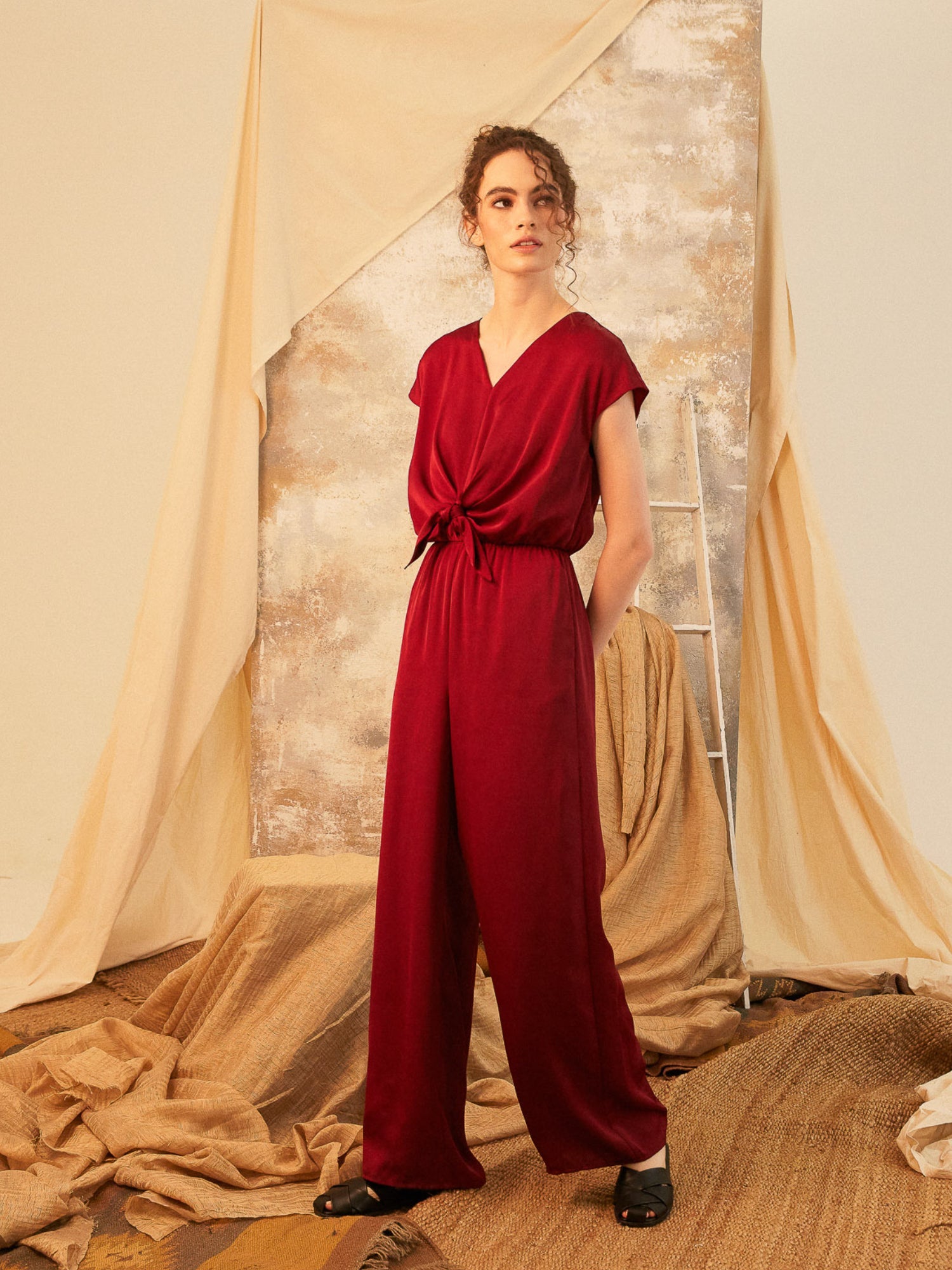 Zalin Front Twist Knot Jumpsuit
