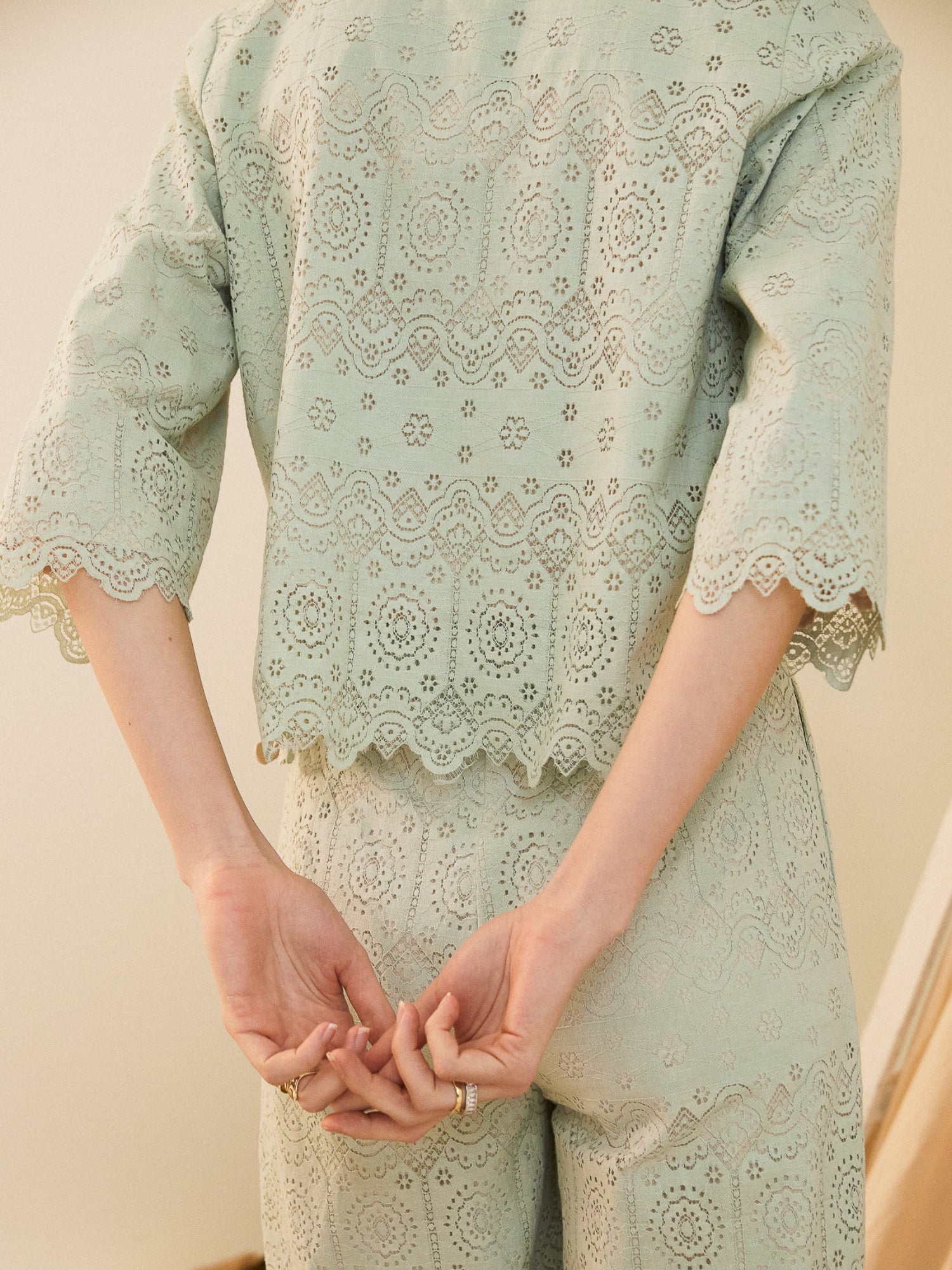 Deena Lace Scalloped Top