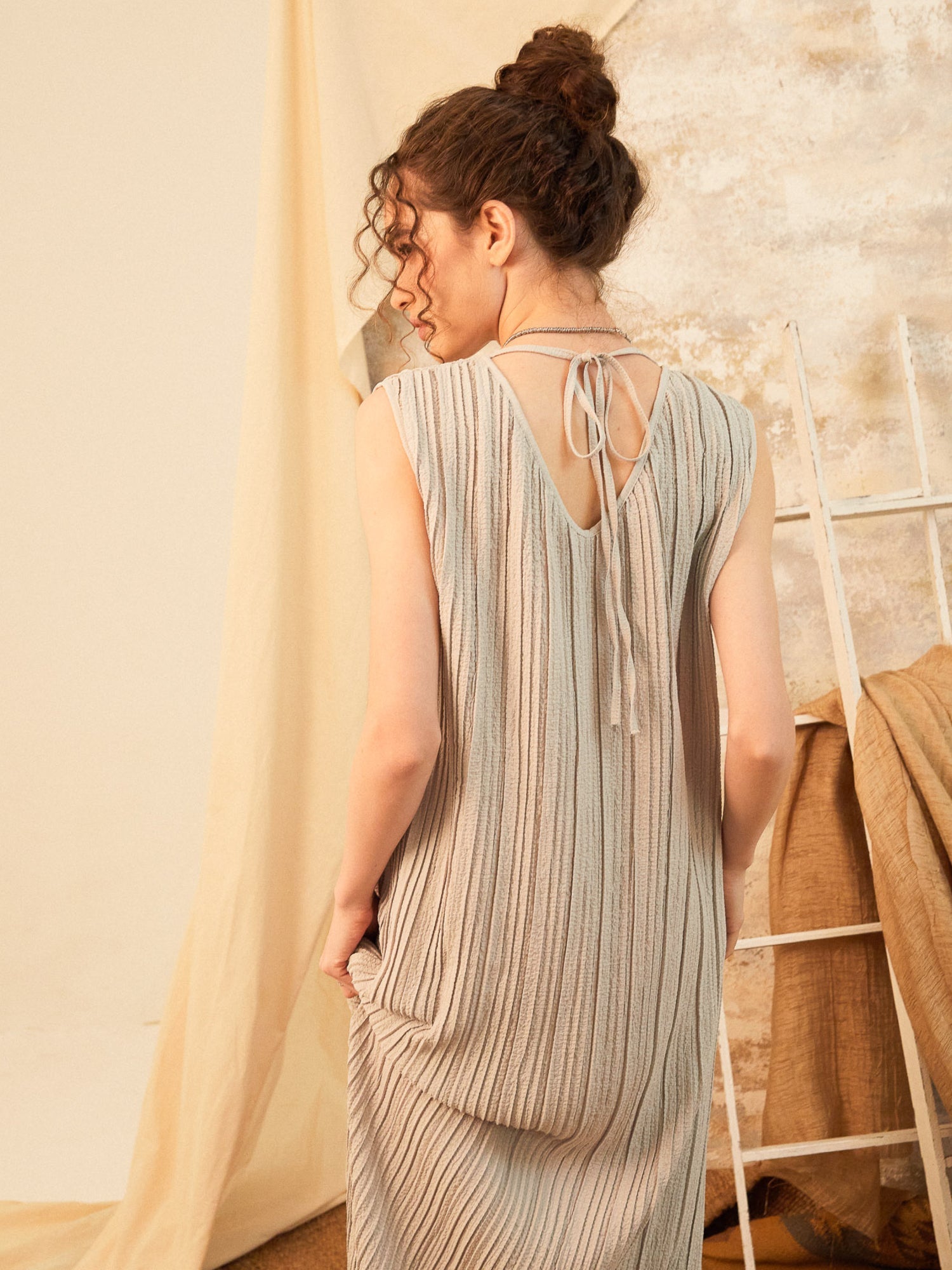 Gaia Pleated Maxi Dress