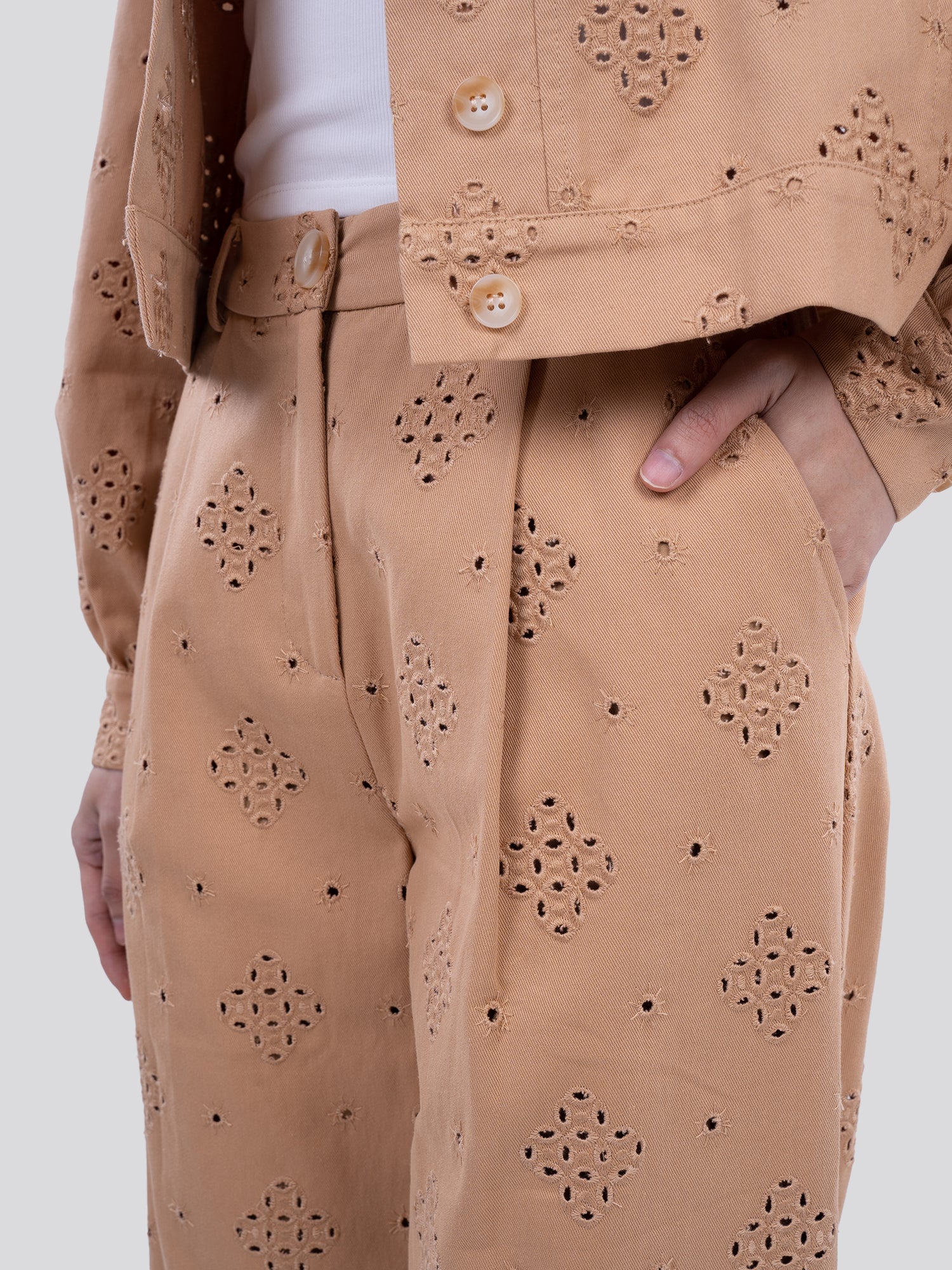 Savannah Cotton Cutwork Trousers