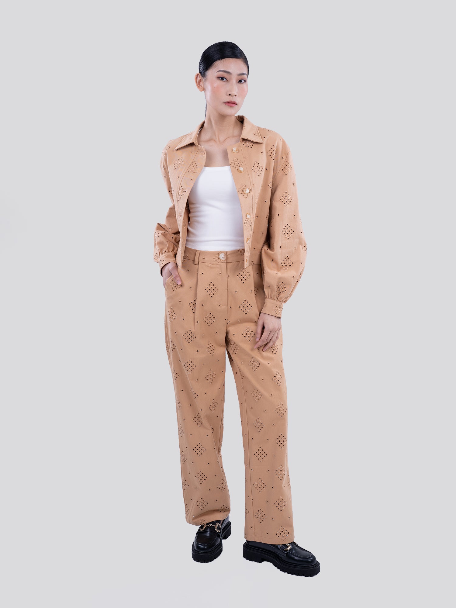 Savannah Cotton Cutwork Trousers
